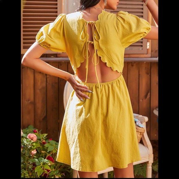 Causal puff sleeve mini dress - Picture 2 of 2